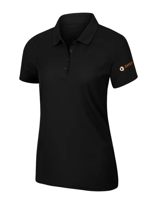 Womens Black Core Classic Pique Polo w/Safety Logo