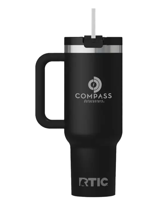 RTIC Road Trip 40 oz Black Tumbler  w/Compass Logo