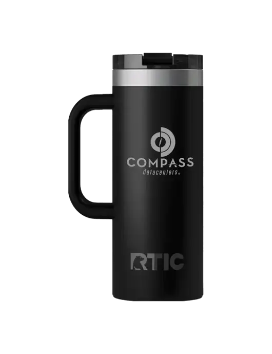 RTIC Road Trip 20 oz Black Travel Mug w/Compass Logo