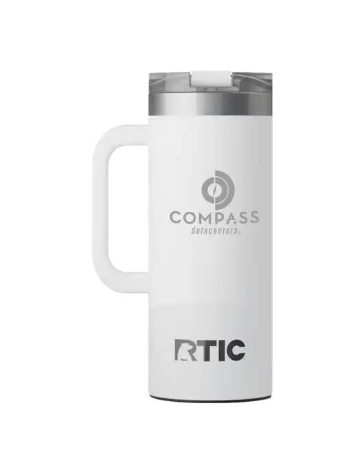 RTIC Road Trip 20 oz White Travel Mug w/Compass Logo