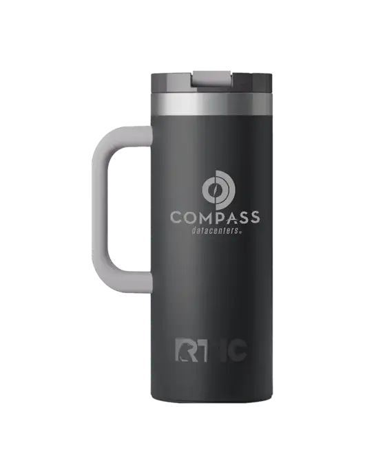 RTIC Road Trip 20 oz Charcoal Travel Mug w/Compass Logo