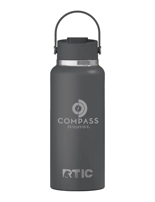 RTIC Outback 32 oz Charcoal Bottle w/Compass Logo