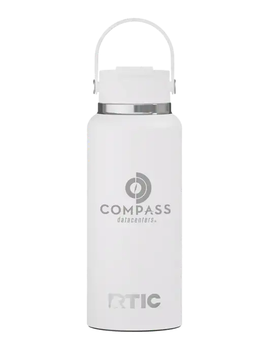 RTIC Outback 32 oz White Bottle w/Compass Logo
