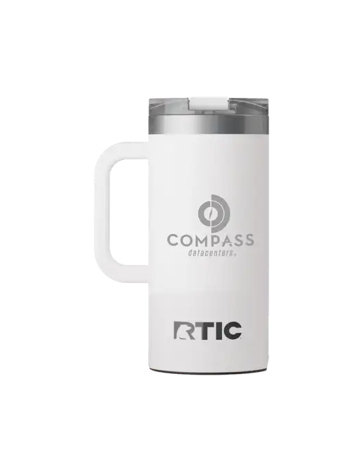 RTIC Road Trip 16 oz White Travel Mug w/Compass Logo
