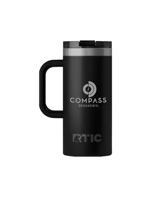 RTIC Road Trip 16 oz Black Travel Mug w/Compass Logo