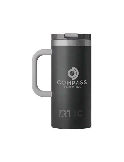 RTIC Road Trip 16 oz Charcoal Travel Mug w/Compass Logo