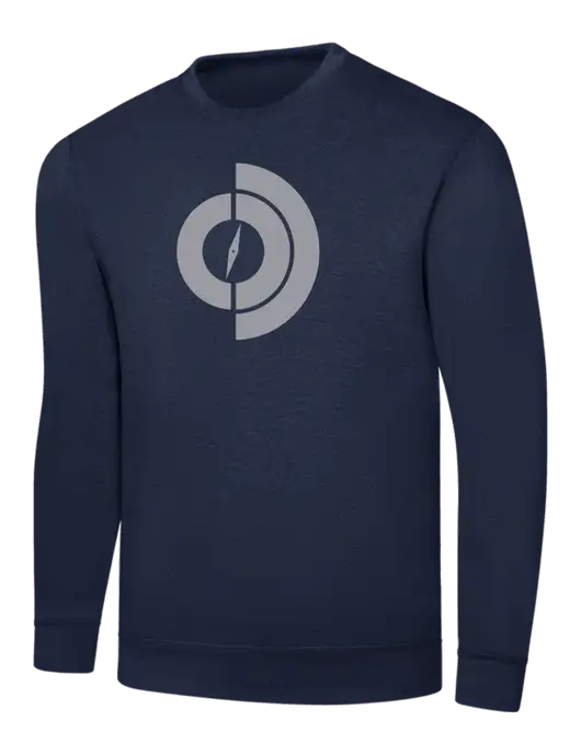 Navy 7.8 oz Ring Spun Crew Sweatshirt w/Compass Logo