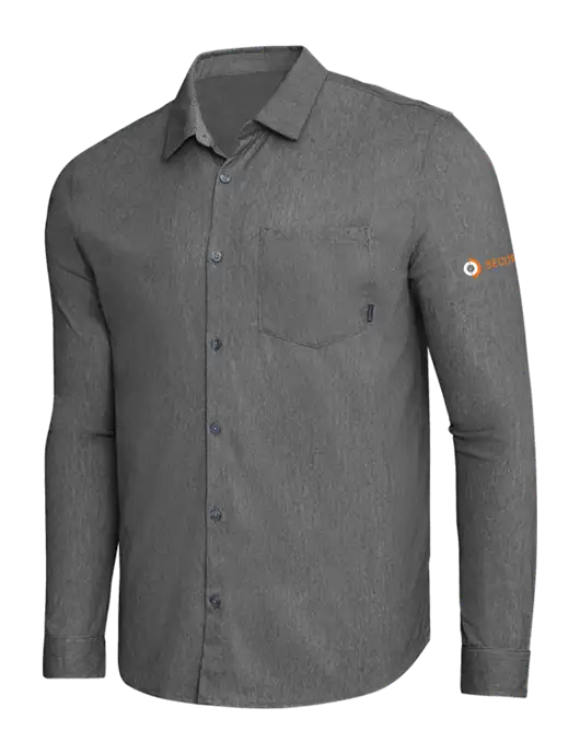 OGIO Dark Grey Heather Extend Long Sleeve Button Up Shirt w/Security Logo