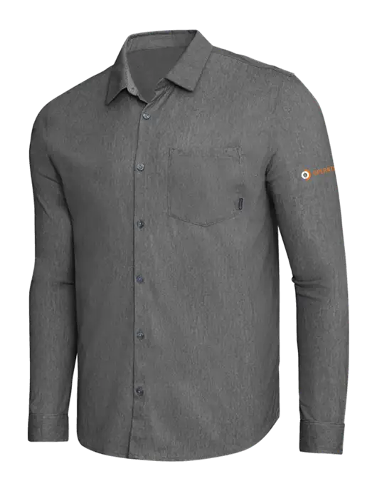 OGIO Dark Grey Heather Extend Long Sleeve Button Up Shirt w/Operations Logo