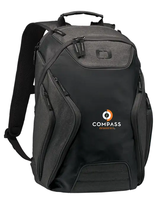 OGIO Black/Heather Grey Hatch Laptop Backpack
 w/Compass Logo