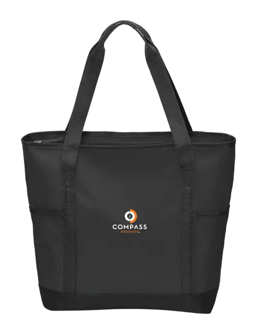 On the Go Black/Black Tote w/Compass Logo