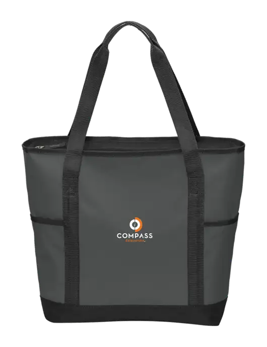 On the Go Charcoal/Black Tote  w/Compass Logo