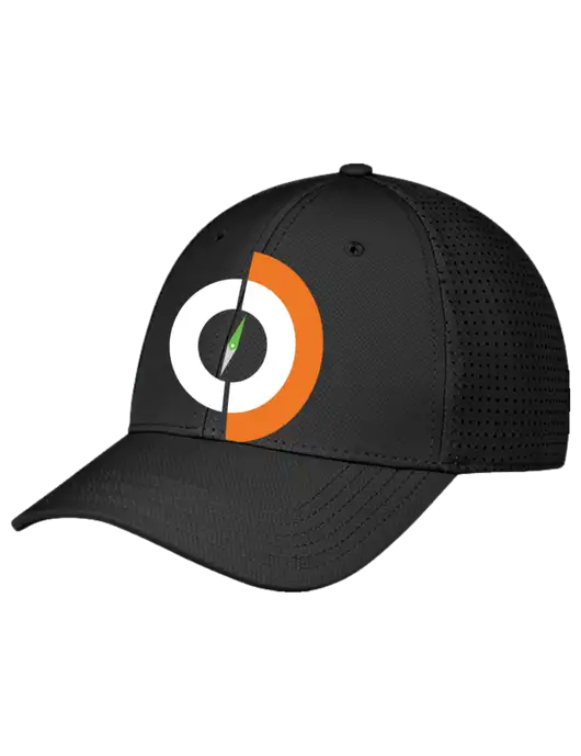 Black Performance Stretchable Cap Hook & Loop w/Compass Logo