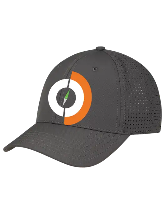 Charcoal Performance Stretchable Cap Hook & Loop w/Compass Logo