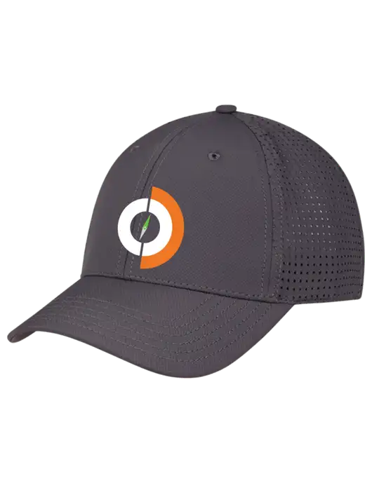 Charcoal Performance Stretchable Cap Hook & Loop w/Compass Logo