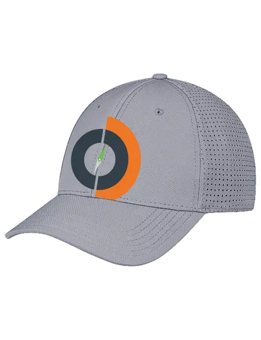Grey Performance Stretchable Cap Hook & Loop w/Compass Logo