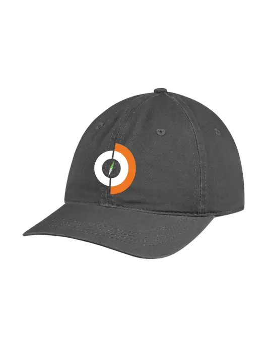 Garment Washed Unstructured Twill Charcoal Cap w/Compass Logo