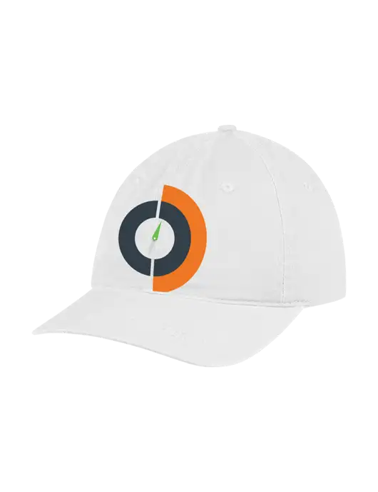 Garment Washed Unstructured Twill White Cap w/Compass Logo