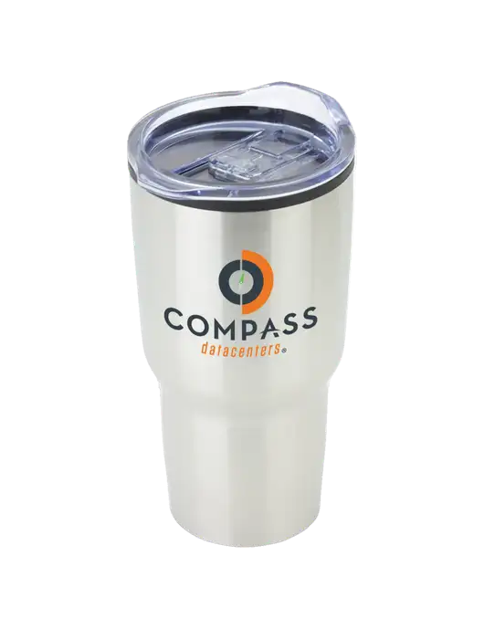 Odyssey Silver 30 oz Travel Tumbler w/Compass Logo