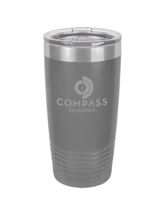 Polar Camel 20 oz Powder Coated Grey Vacuum Insulated Tumbler  w/Compass Logo
