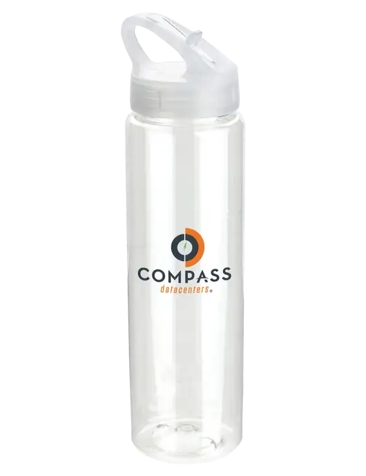 Buddy Clear 32 oz PET Bottle with Flip Lid w/Compass Logo