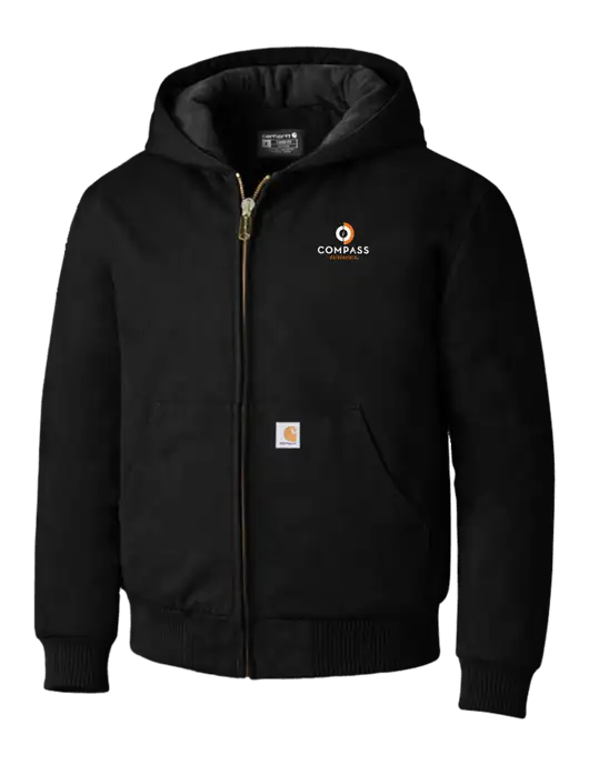 Carhartt Black Quilted-Flannel-Lined Duck Active Jacket w/Compass Logo