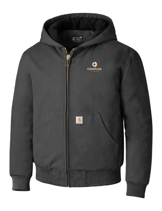 Carhartt Dark Grey Quilted-Flannel-Lined Duck Active Jacket w/Compass Logo