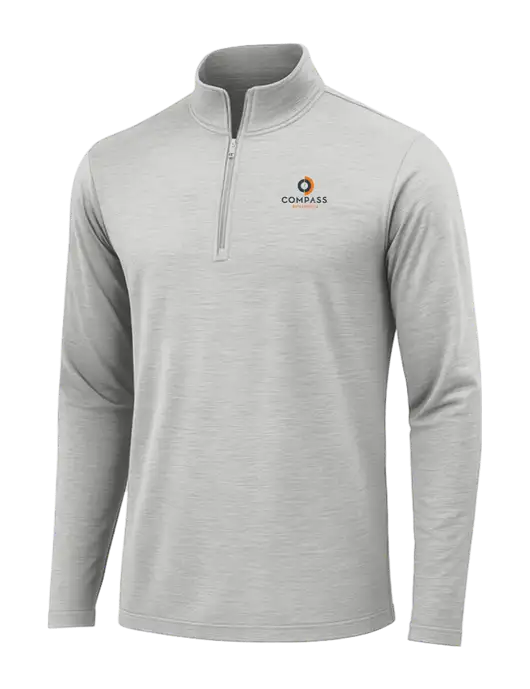 Light Grey Heather Posicharge Tri-Blend Wicking 1/4 Zip Pullover w/Compass Logo