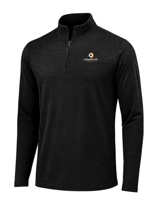 Black Triad Solid Posicharge Tri-Blend Wicking 1/4 Zip Pullover w/Compass Logo