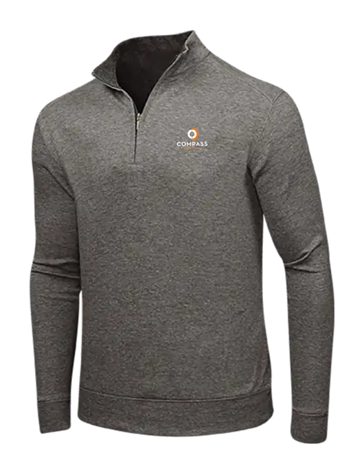 Charcoal Heather/Medium Heather Grey Interlock 1/4 Zip w/Compass Logo
