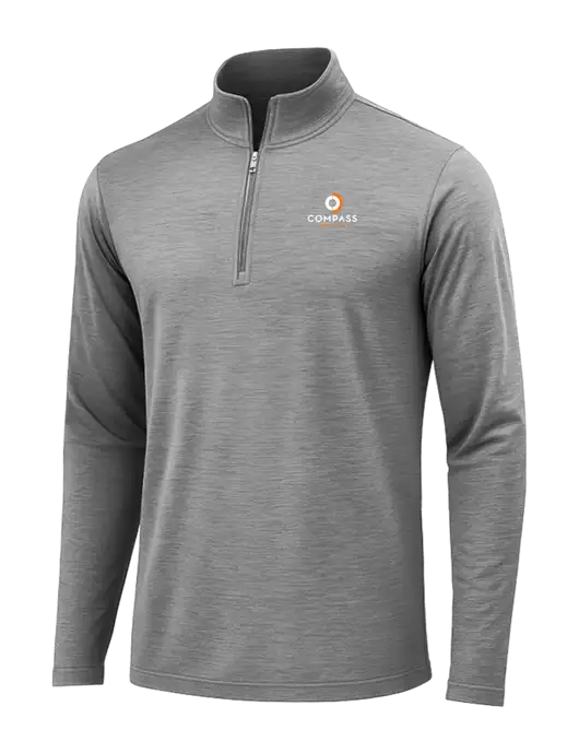 Dark Grey Heather Posicharge Tri-Blend Wicking 1/4 Zip Pullover w/Compass Logo