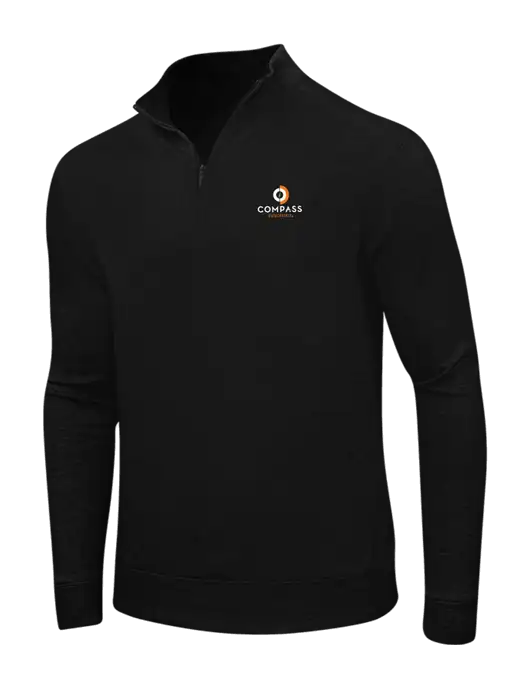 Deep Black/Charcoal Heather Interlock 1/4 Zip w/Compass Logo