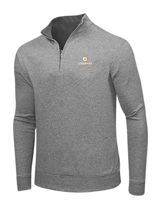 Medium Heather Grey/Charcoal Heather Interlock 1/4 Zip w/Compass Logo