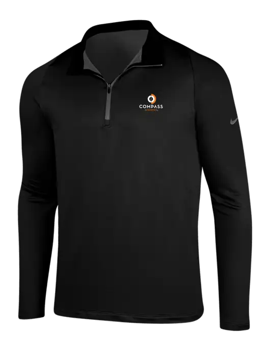 NIKE Black/Dark Grey Dry-Fit Stretch 1/2 Zip Cover-Up w/Compass Logo