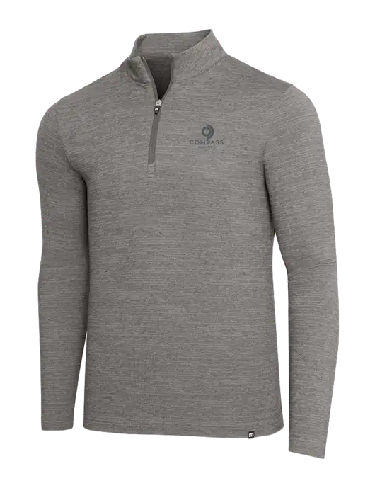 TravisMathew Medium Grey Heather Crestview 1/4 Zip w/Compass Logo