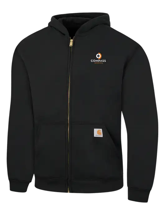 Carhartt Black Midweight Hooded Zip-Front Sweatshirt w/Compass Logo