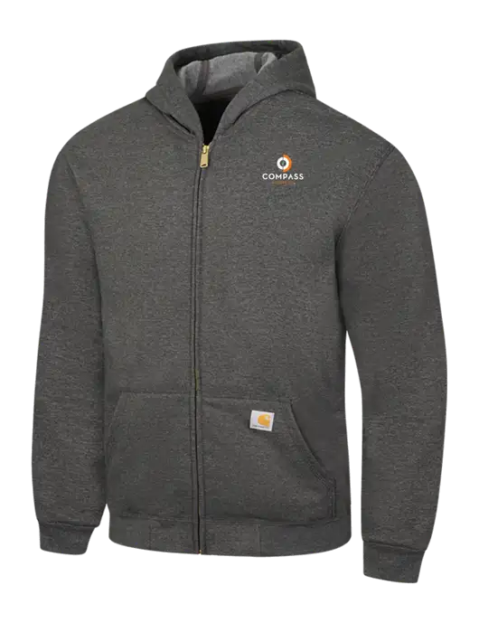 Carhartt Dark Grey Heather Midweight Hooded Zip-Front Sweatshirt w/Compass Logo