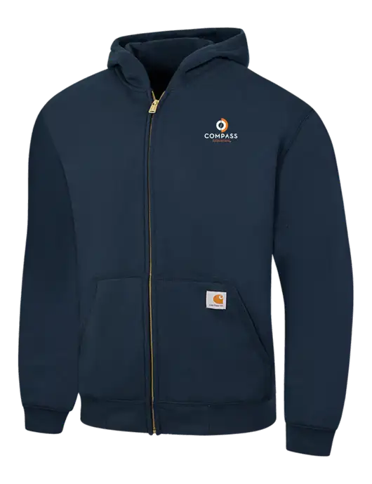 Carhartt Navy Midweight Hooded Zip-Front Sweatshirt w/Compass Logo