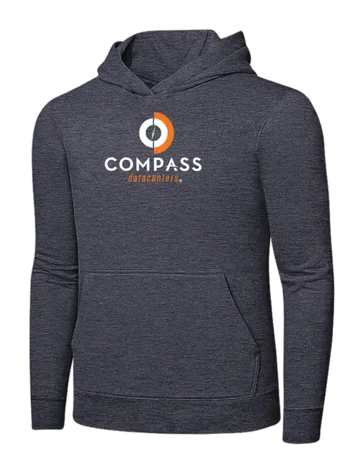 Heather Navy 7.8 oz Ring Spun Hooded Sweatshirt w/Compass Logo