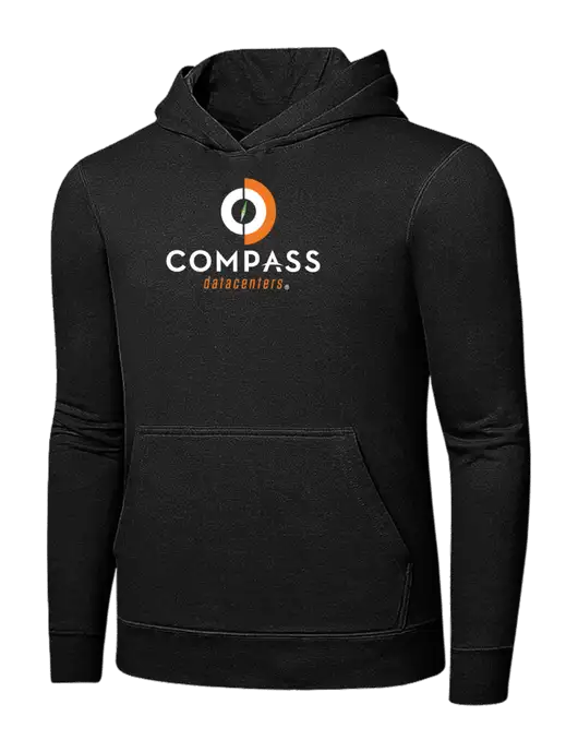 Jet Black 7.8 oz Ring Spun Hooded Sweatshirt w/Compass Logo