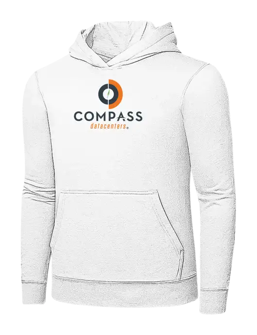 White 7.8 oz Ring Spun Hooded Sweatshirt w/Compass Logo