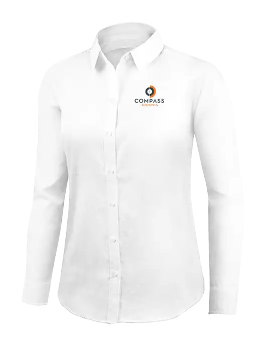 Brooks Brothers Womens White Wrinkle-Free Stretch Nailhead Shirt w/Compass Logo