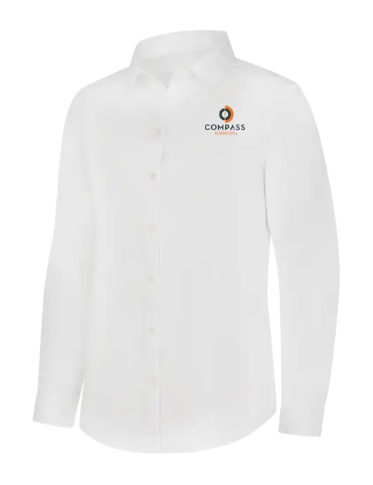 Brooks Brothers Womens White Wrinkle-Free Stretch Pinpoint Shirt w/Compass Logo
