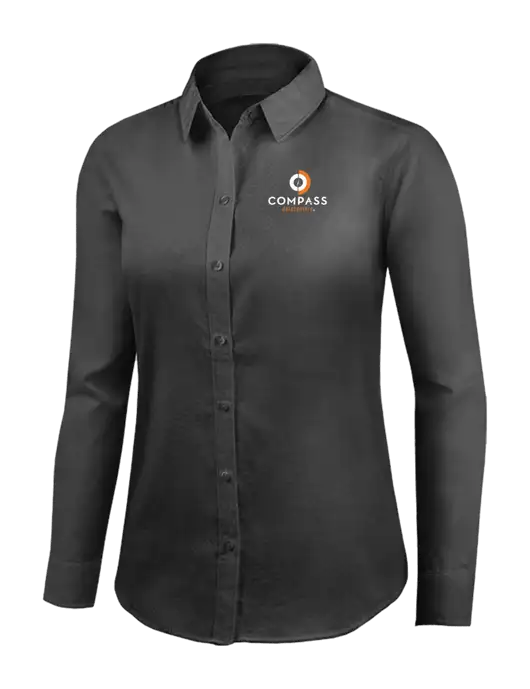 Brooks Brothers Womens Dark Grey Wrinkle-Free Stretch Nailhead Shirt w/Compass Logo
