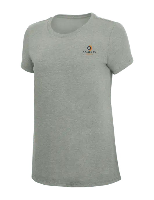 Womens Simply Soft Grey Frost 4.5oz  Poly/Combed Ring Spun Cotton T-Shirt w/Compass Logo