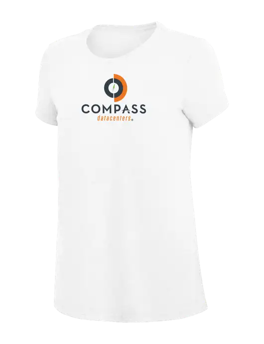 Womens Simply Soft White 4.5oz Poly/Combed Ring Spun Cotton T-Shirt
 w/Compass Logo