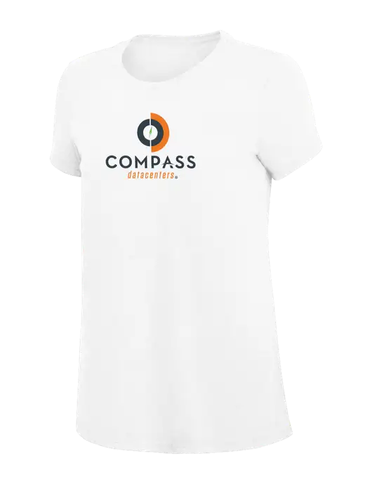 Womens Simply Soft White 4.5oz Poly/Combed Ring Spun Cotton T-Shirt
 w/Compass Logo