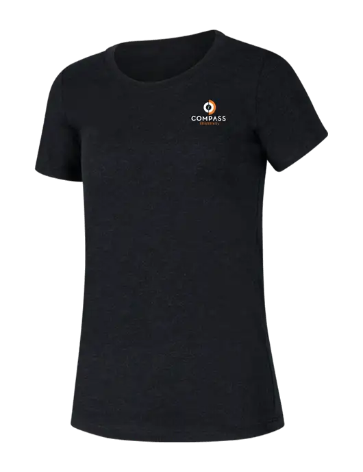 BELLA+CANVAS Womens Black Heather Triblend Short Sleeve Tee w/Compass Logo
