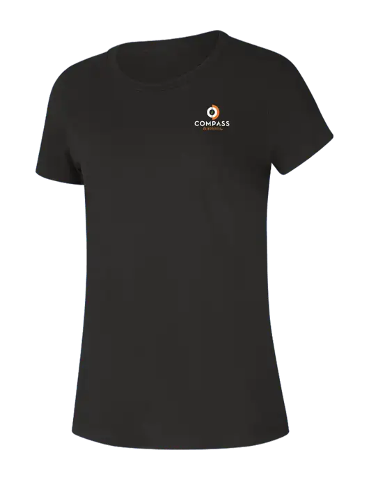 Womens Seriously Soft Black T-Shirt w/Compass Logo