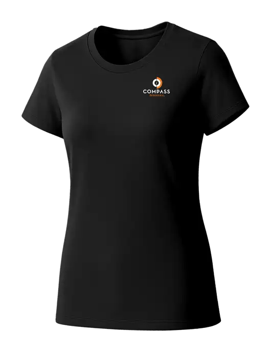 Womens Seriously Soft Black T-Shirt w/Compass Logo